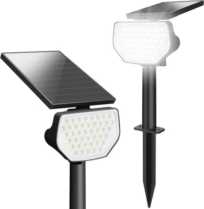 Lepro Solarlampen für Außen Garten, IP65 Solar Gartenleuchten mit Drehbaren Solar Panel, 2-in-1 Solarleuchten mit 2 Beleuchtungsmodi, 43LED Solar Strahler Wegeleuchten Aussen, 2 Stück, Kaltweiß
