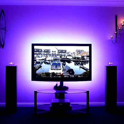 LE RGB Streifen Selbstklebend, TV Hintergrundbeleuchtung USB LED Strip mit 60 Stück 5050 LEDs, IP65 Wasserdicht, 2m LED Band für 40-60 Zoll TV für Raumausstattung Dekoration LED Fernseher Beleuchtung