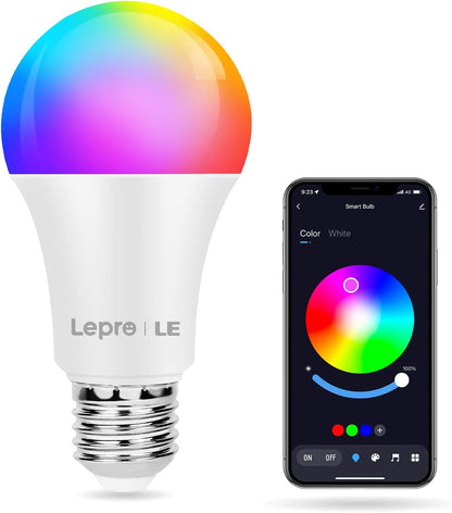 Lepro 9W E27 LED Lampe, Bluetooth APP-Steuerung Dimmbar RGBCW Birne, RGB & Warmwei?, 16 Farben, entspricht 60 W, 2700K bis Kaltwei? Kelvin LED Leuchtmittel [Energieklasse F]