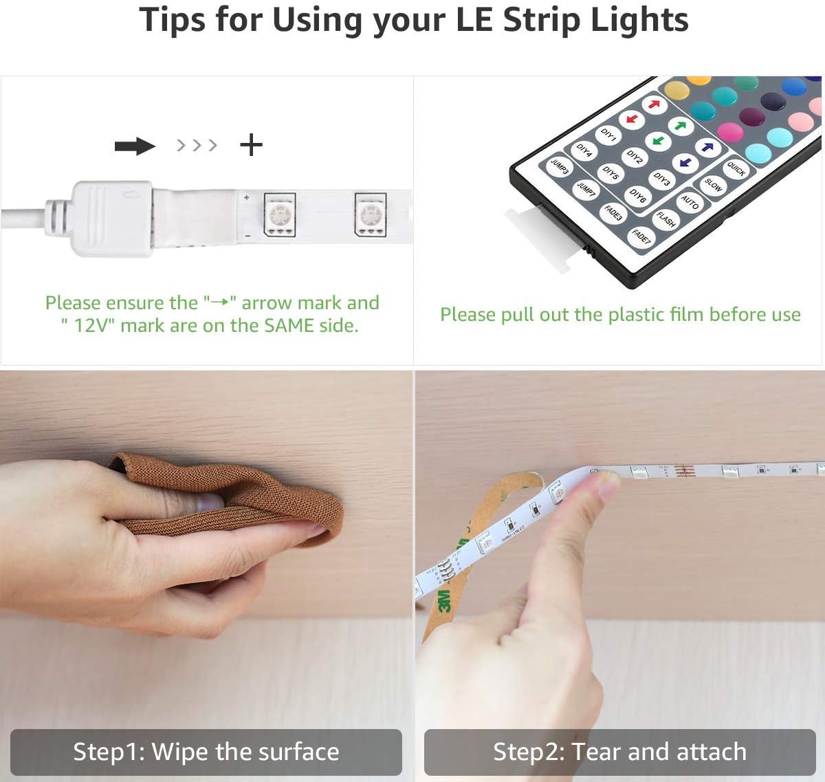 LE LED Strip 15M, LED Streifen, RGB Band, 5050 SMD 450 LEDs Stripes(2x7.5M), 12V, Selbstklebend Lichtband mit 44 Tasten Fernbedienung, Flexibel LED Leiste, LED Lichterkette für Weihnachten, Bar,TV