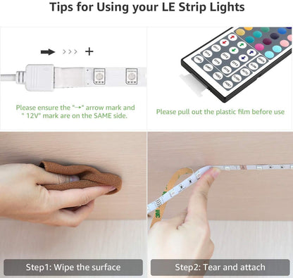 LE LED Strip 15M, LED Streifen, RGB Band, 5050 SMD 450 LEDs Stripes(2x7.5M), 12V, Selbstklebend Lichtband mit 44 Tasten Fernbedienung, Flexibel LED Leiste, LED Lichterkette für Weihnachten, Bar,TV