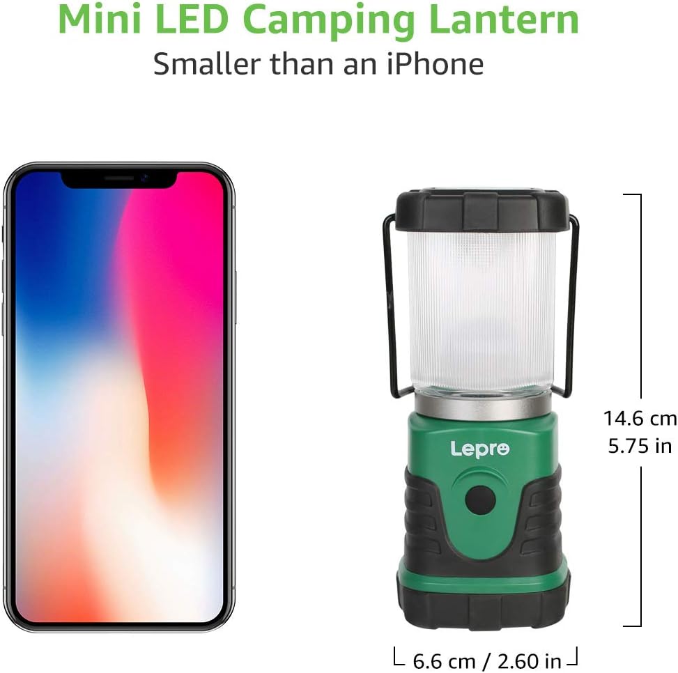 Lepro LED Campinglampe, Mini Camping Laterne, 350LM, 4 Lichtmodi, 3 AA Batterie batteriebetriebene Suchscheinwerfer Camping Lampen mit Bügel & Haken, Batterie nicht enthalten, 4 Pack