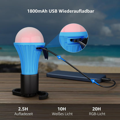 Campinglampe Aufladbar, Lepro Camping Zubehör Camping lampe Zeltlampe Glühbirne Notlicht, 7 Leuchtmodi, 2 Stück für Camping Abenteuer Angeln Garage Notfall Stromausfall