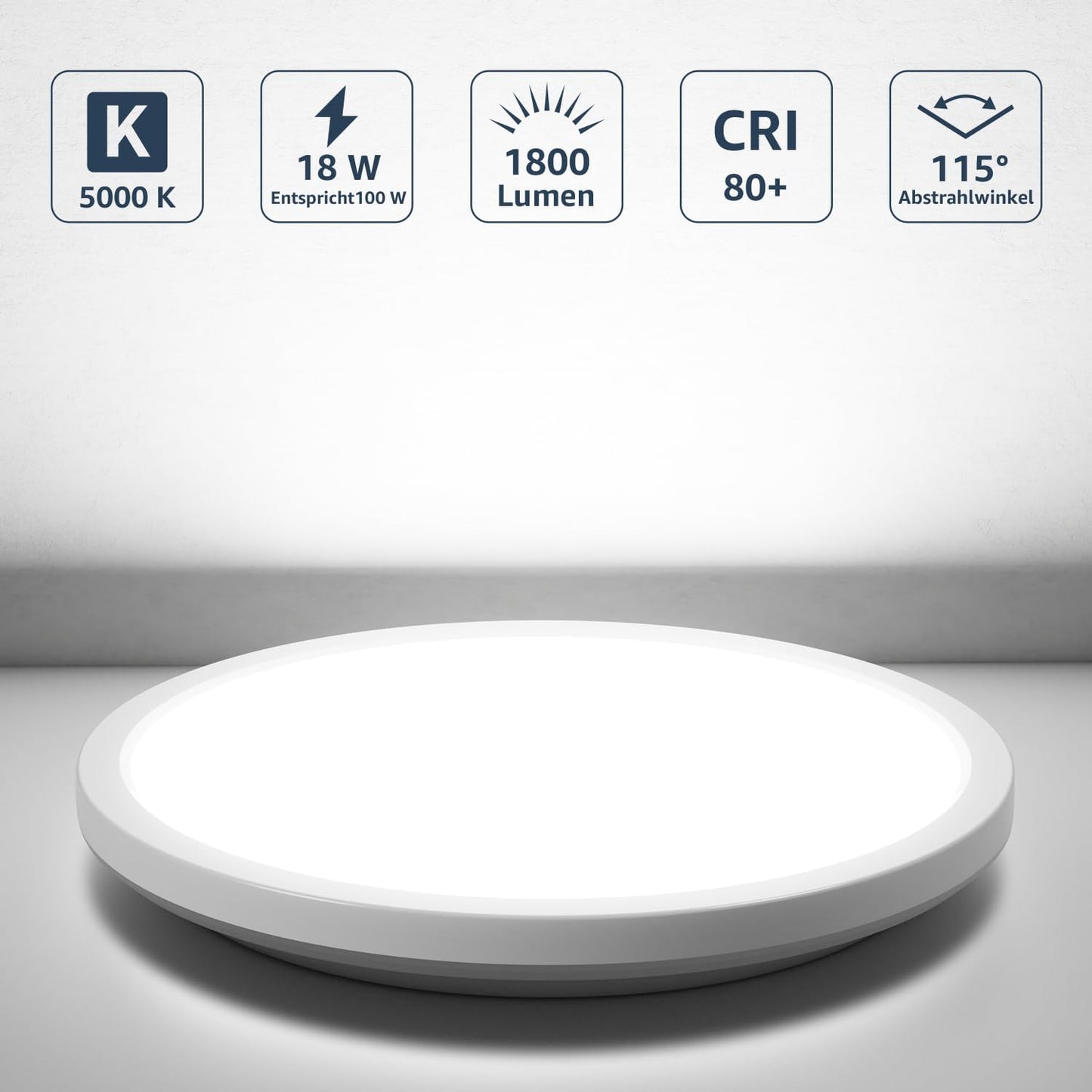 Lepro Deckenlampe 18W, IP44 Wasserfest Deckenleuchte，5000K 1800LM Badezimmer Lampe, Kaltweiß Deckenleuchte Badezimmer, ideal Badezimmerlampe Decke für Bad Schlafzimmer Flur Wohnzimmer, Ø22cm, 4 Stücke