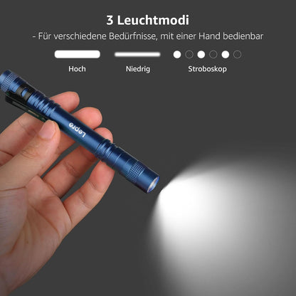 Lepro Taschenlampe, Mini LED Taschenlampe, IPX4 Wasserdicht Stiftlampe, 3 Modi Handheld Taschenlampe Klein, Stift Lampe perfekt f¨¹r Inspektion, Arbeit, Reparatur (Blau)