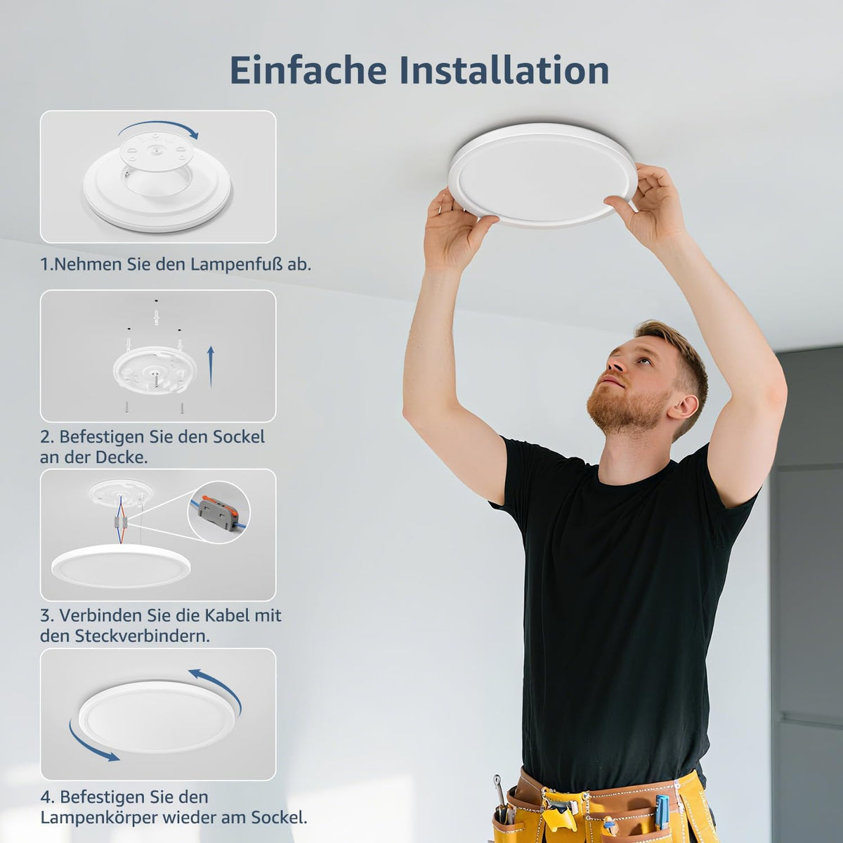 Lepro Deckenlampe 18W, IP44 Wasserfest Deckenleuchte，5000K 1800LM Badezimmer Lampe, Kaltweiß Deckenleuchte Badezimmer, ideal Badezimmerlampe Decke für Bad Schlafzimmer Flur Wohnzimmer, Ø22cm, 2 Stücke