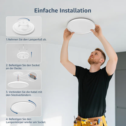 Lepro Deckenlampe 18W, IP44 Wasserfest Deckenleuchte，3000K 1800LM Badezimmer Lampe, Warmweiß Deckenleuchte Badezimmer, ideal Badezimmerlampe Decke für Bad Schlafzimmer Flur Wohnzimmer, Ø22cm, 2 Stücke