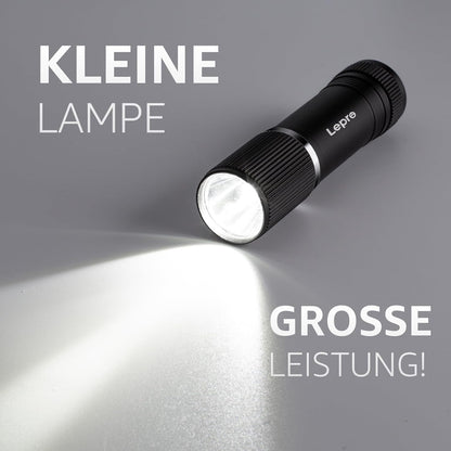 Lepro LED Taschenlampe Klein 2er-Pack, Hell Mini Taschenlampe Batteriebetrieben, Robustes Aluminium Geh?use, IPX4 Wasserdicht, Ideal f¨¹r Camping, Notfall, Wandern & Kinder (Inkl. Batterien)
