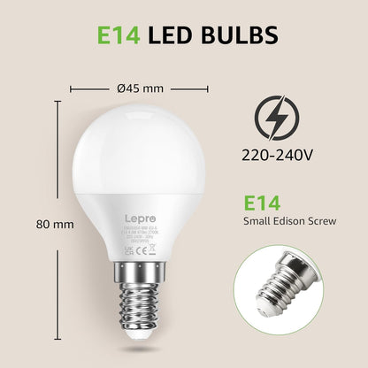 Lepro E14 LED Lampe, 3er-Pack, 4.9W 470 Lumen Glühbirne,entspricht 40W Glühlampe, 2700 Kelvin Warmweiß, P45 180° Abstrahlwinkel Energiesparlampe (Copy)