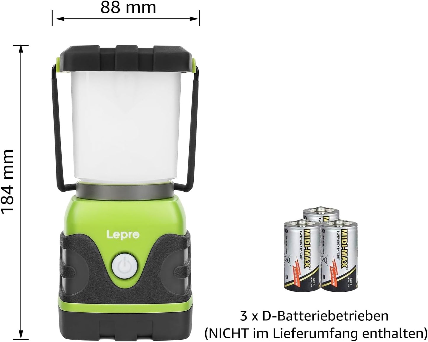 Lepro LED Campinglampe Batteriebetrieben, Ultra Hell 1500 Lumen, 4 Modi & Dimmbar Camping licht, Notfallleuchte für Stromausfällen, Wandern, Notfall, Ausfälle und so weiter