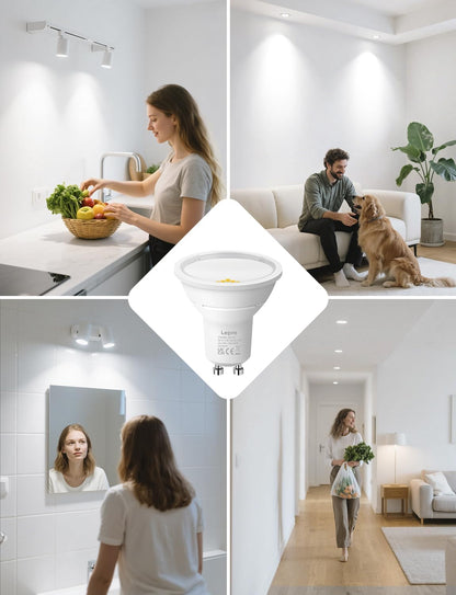 Lepro Energieklasse A GU10 LED Kaltwei? 3.3W Lampe, 590 lm, 6500K Tageslichtwei?, Nicht Dimmbar, Energiesparendes GU 10 LED Spot, 100¡ã Abstrahlwinkel f¨¹r B¨¹ro, Keller, Garage, Flur, 5 St¨¹ck