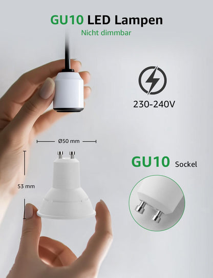 Lepro Energieklasse A GU10 LED Kaltwei? 3.3W Lampe, 590 lm, 6500K Tageslichtwei?, Nicht Dimmbar, Energiesparendes GU 10 LED Spot, 100¡ã Abstrahlwinkel f¨¹r B¨¹ro, Keller, Garage, Flur, 5 St¨¹ck