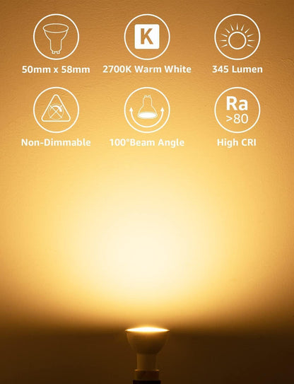 Lepro GU10 LED, 4W 345lm LED Leuchtmittle, 2700K warmweiß Lampen ersetzt 32W Halogenlampen, 100° Strahlwinkel Reflektorlampen, 5 Stück