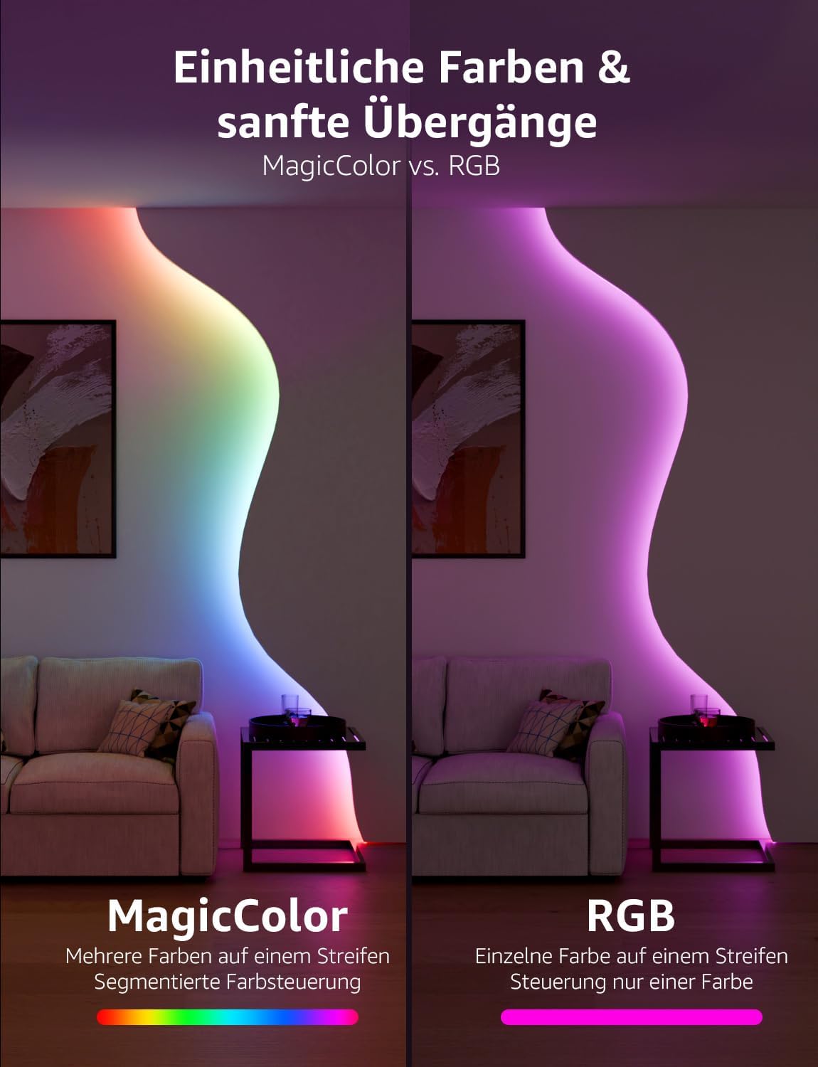 Lepro AI LED Streifen S2, 10M RGBCW LED Strip mit echtem Wei?licht, MagicColor RGBIC, Personalisierter KI-Lichtdesigner, Musik-Sync, Kompatibel mit Alexa & Google Assistant f¨¹r Gaming & Ambiente
