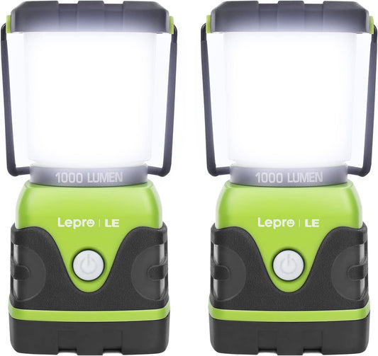 LE LED Campinglampe, Ultra Hell 1000 Lumen, 4 Leuchtmodi Dimmbar Suchscheinwerfer, Batteriebetrieben Notfallleuchte für Stromausfällen, Wandern, Notfall, Ausfälle und so weiter, 2 Stück