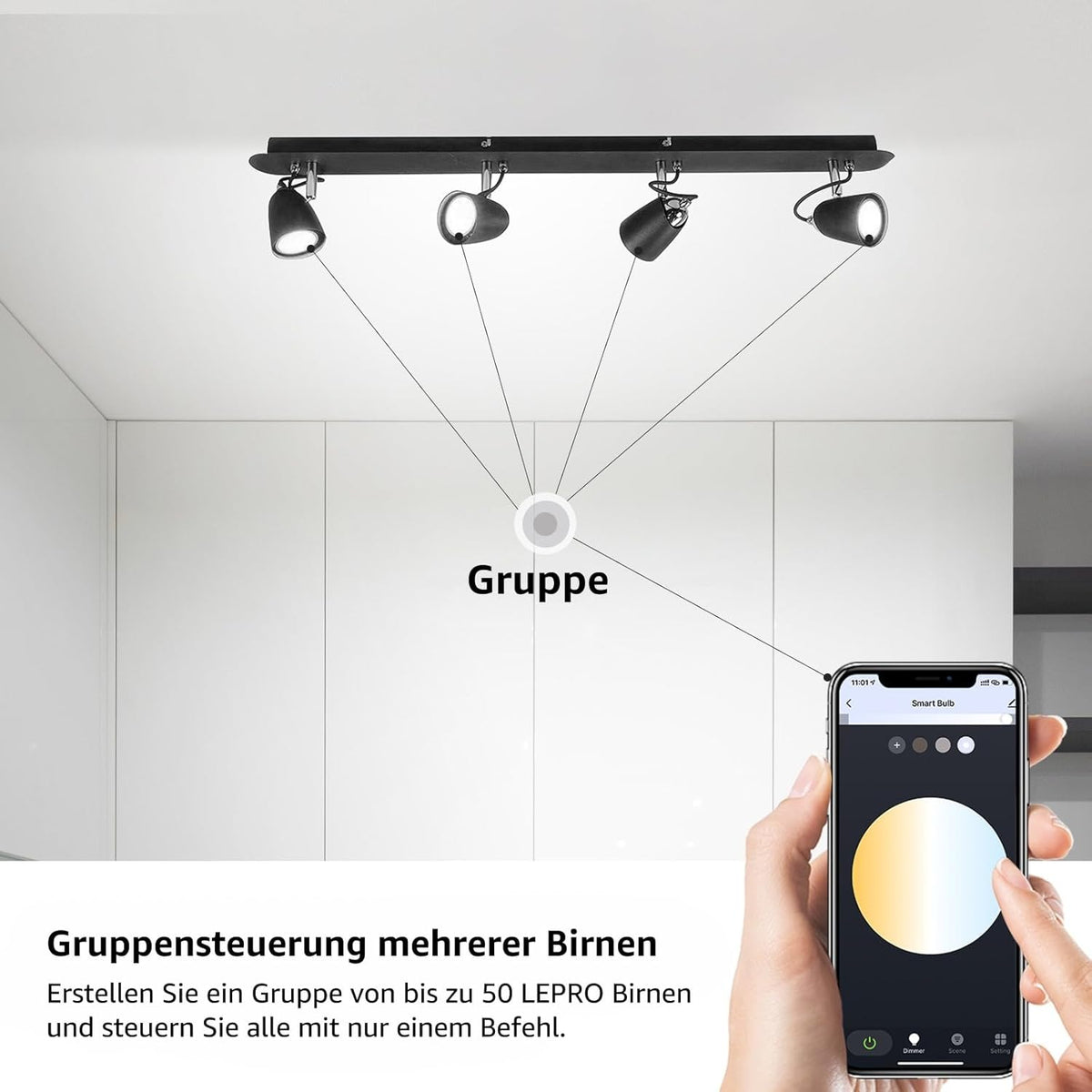 Lepro GU10 Smart Lampe, Wlan Alexa Glühbirnen, Wifi LED Leuchtmittel, 2 Pack (4.5W = 50W, Dimmbare Weiß 2700K-6500K per App oder Sprache), Kompatibel mit Alexa Echo, Google Home