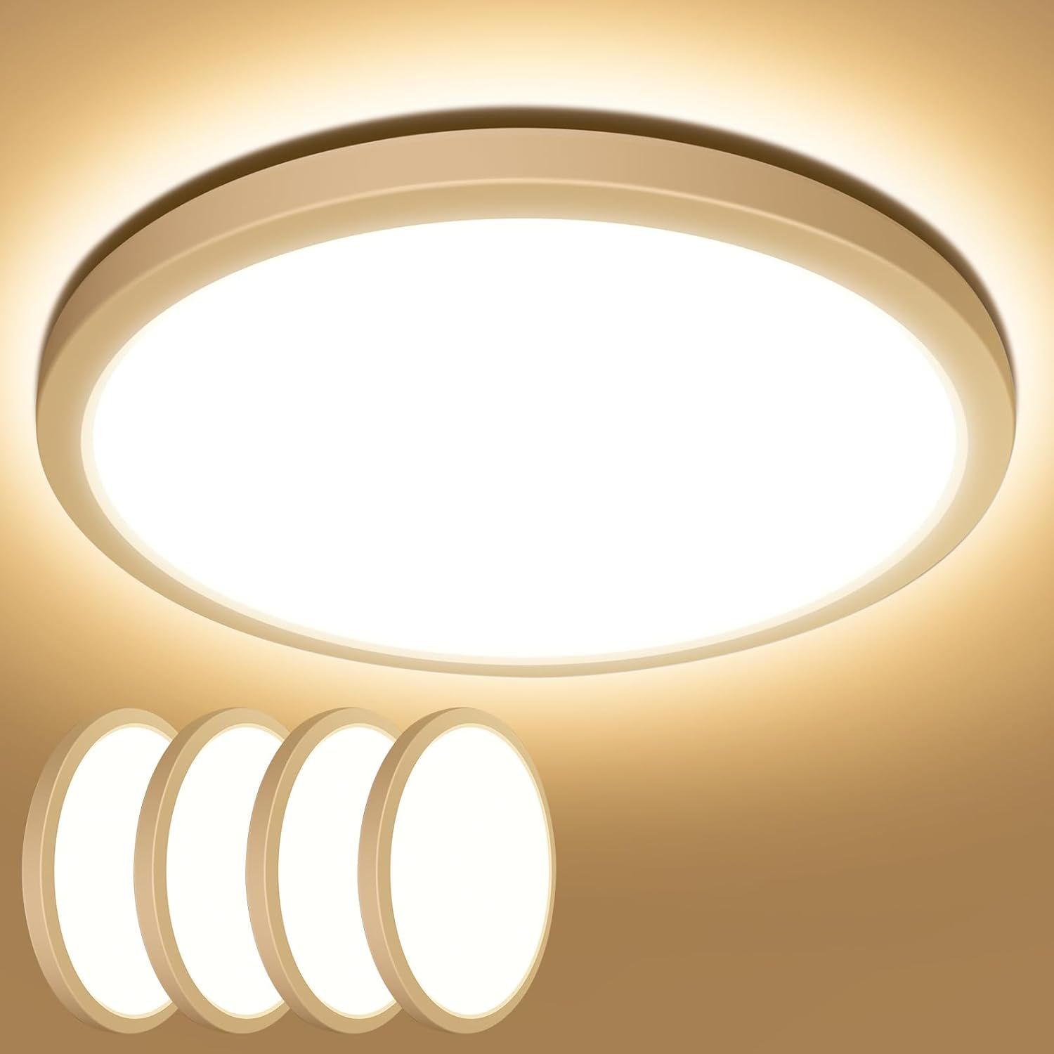 Lepro Deckenlampe 18W, IP44 Wasserfest Deckenleuchte，3000K 1800LM Badezimmer Lampe, Warmweiß Deckenleuchte Badezimmer, ideal Badezimmerlampe Decke für Bad Schlafzimmer Flur Wohnzimmer, Ø22cm, 4 Stücke