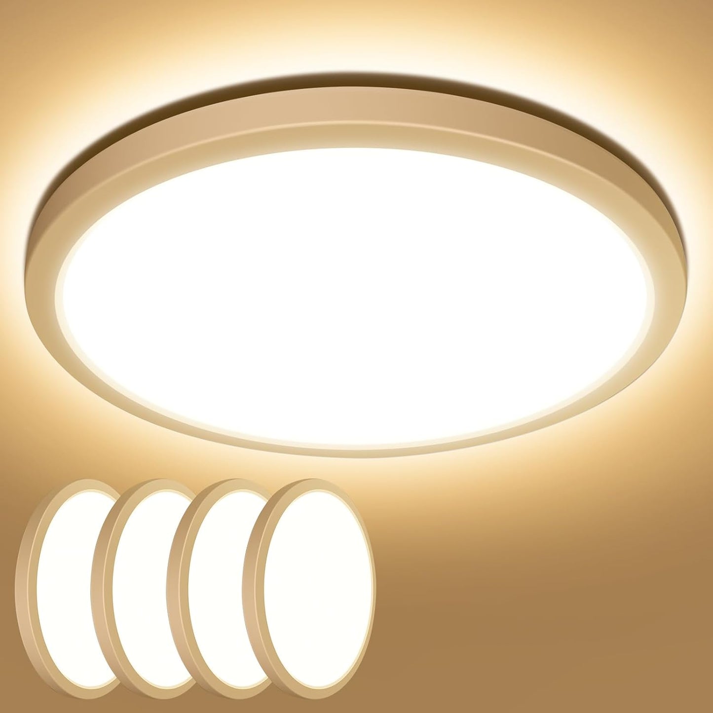 Lepro Deckenlampe 18W, IP44 Wasserfest Deckenleuchte，3000K 1800LM Badezimmer Lampe, Warmweiß Deckenleuchte Badezimmer, ideal Badezimmerlampe Decke für Bad Schlafzimmer Flur Wohnzimmer, Ø22cm, 4 Stücke