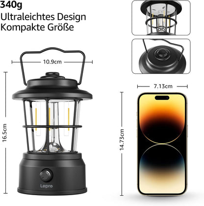 Lepro USB LED Campinglampe Schwarz