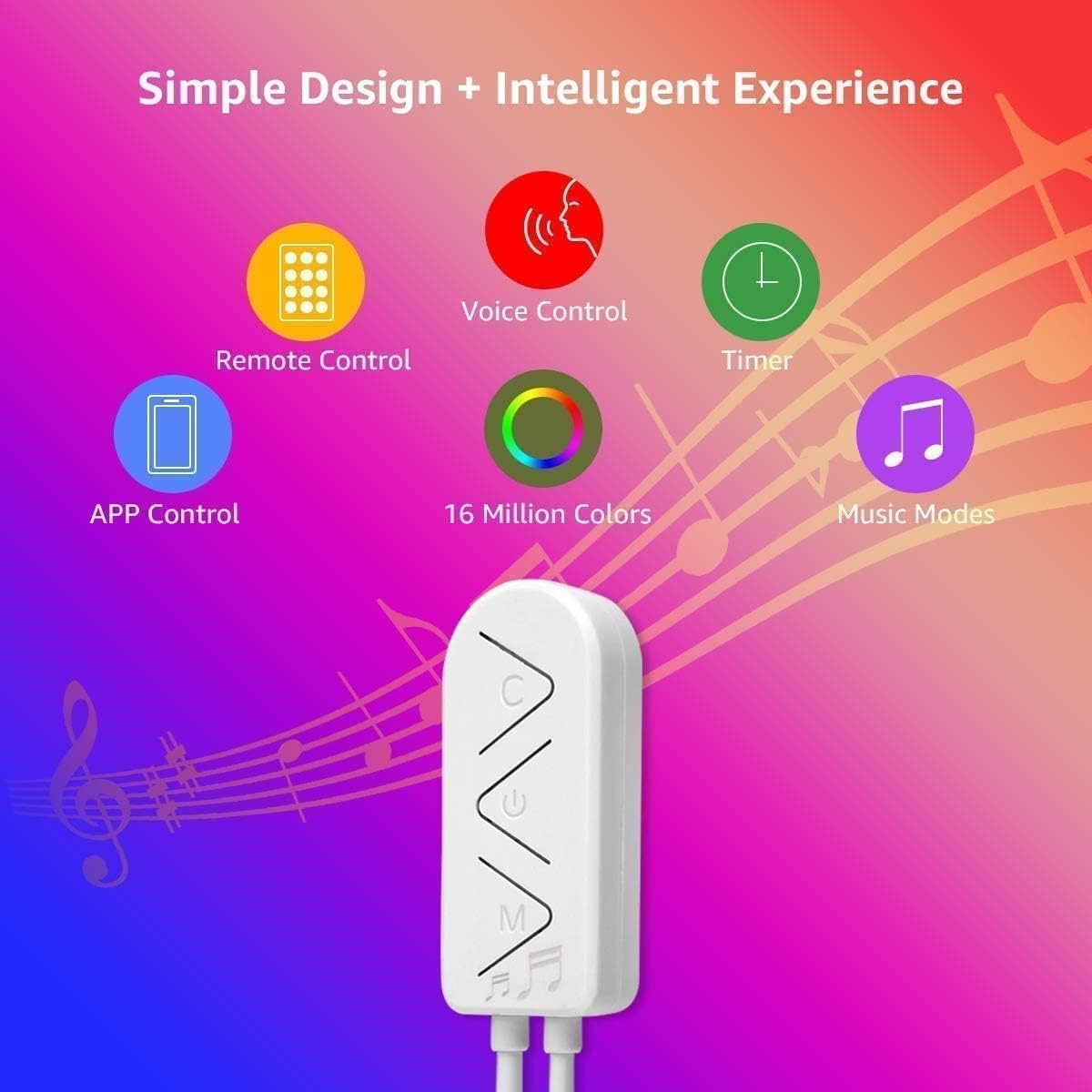 LE Smart LED Strip 10M, 2x5M, Musik Sync, RGB 300 LEDs, Wifi LED Streifen, Superhell 5050 Selbstklebend Lichtband Wlan, Lichterkette mit Fernbedienung, Kompatibel mit Alexa, App, Google Home