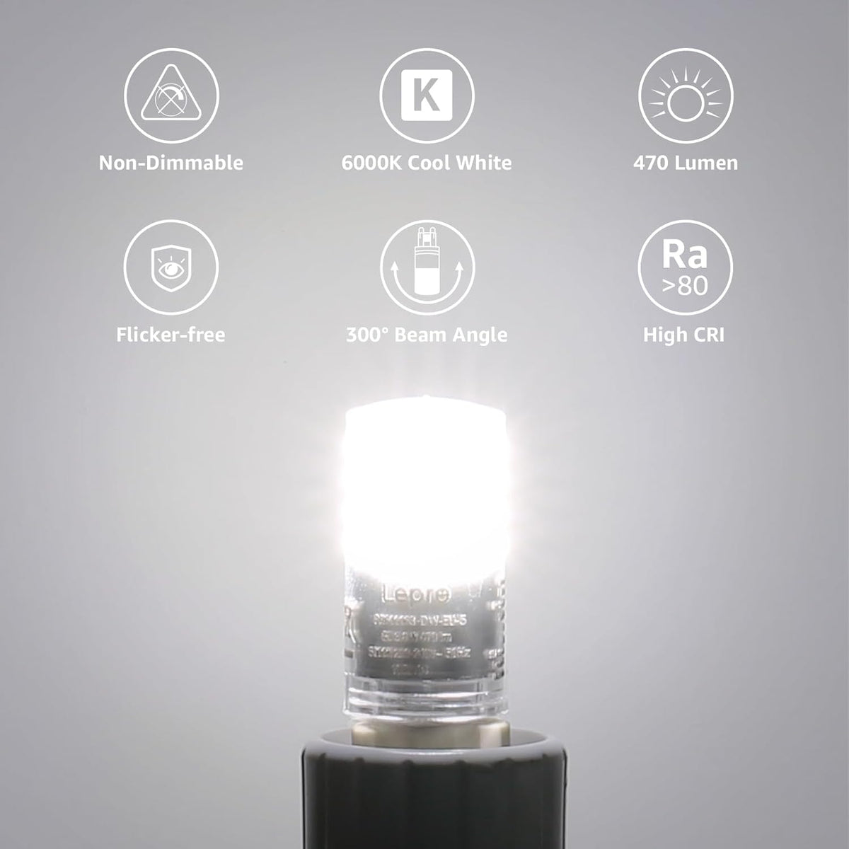 Lepro G9 LED Lampe, 3.8W 470 Lumen G9 Glühbirne, Kein Flackern und 6000k Kaltweiß G9 LED Leuchtmittel Birne Ersatz 40W G9 Halogenlampe, 300° Abstrahlwinkel, Nicht Dimmbar 5er Pack
