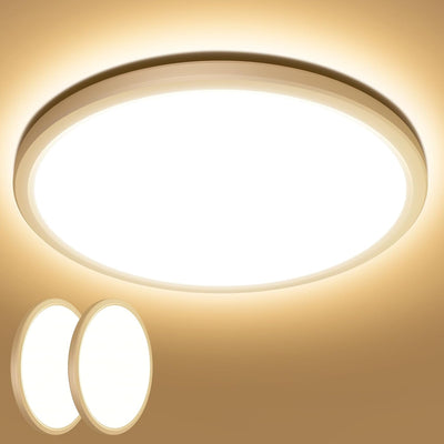 Lepro Deckenlampe 24W, IP44 Wasserfest Deckenleuchte，3000K 2400LM Badezimmer Lampe, Warmweiß Deckenleuchte Badezimmer, ideal Badezimmerlampe Decke für Bad Schlafzimmer Wohnzimmer, Ø29.3cm, 2 Stücke