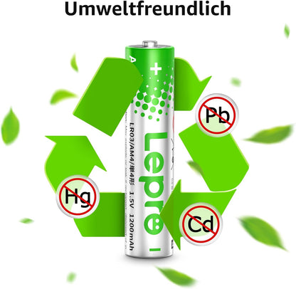 Lepro AAA Batterien, 100 Stück, Alkaline Batterie AAA mit 1.5V - Langlebig, Leistungsstark & Auslaufsicher, Ideal für Fernbedienungen, Spielzeug, Uhren, Taschenlampe UVM