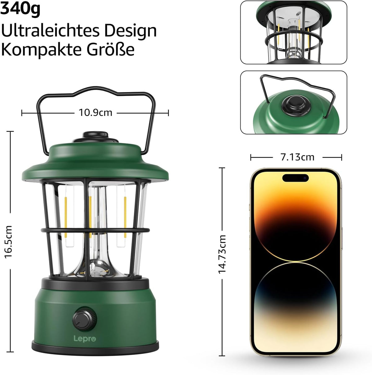 Lepro USB LED Campinglampe Grün