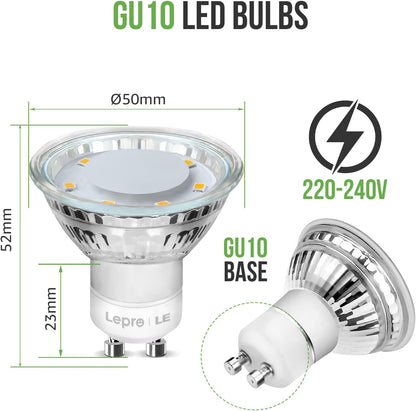 Lepro GU10 LED Warmweiss Lampe, 4W Ersetzt 50W Glühbirne, 325 Lumen 2700K GU 10 Lampen Warmweiß, Abstrahlwinkel 100°Flimmerfrei Strahler, Nicht Dimmbar Reflektor Lampen, 10er-Pack