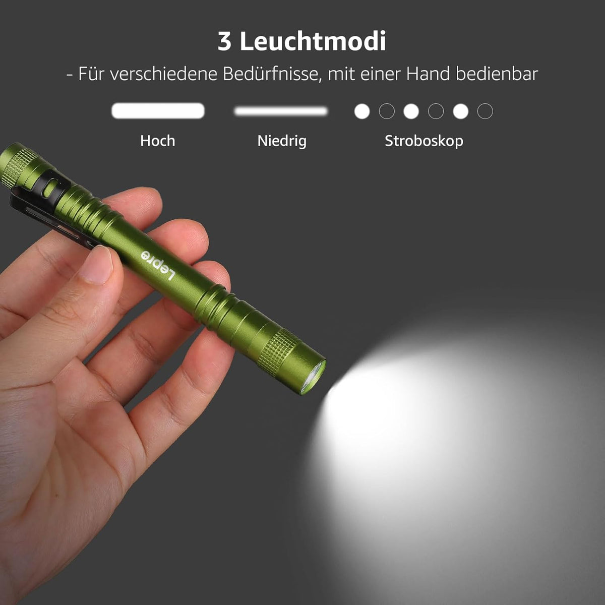 Lepro Taschenlampe, Mini LED Taschenlampe, IPX4 Wasserdicht Stiftlampe, 3 Modi Handheld Taschenlampe Klein, Stift Lampe perfekt f¨¹r Inspektion, Arbeit, Reparatur (Gr¨¹n)