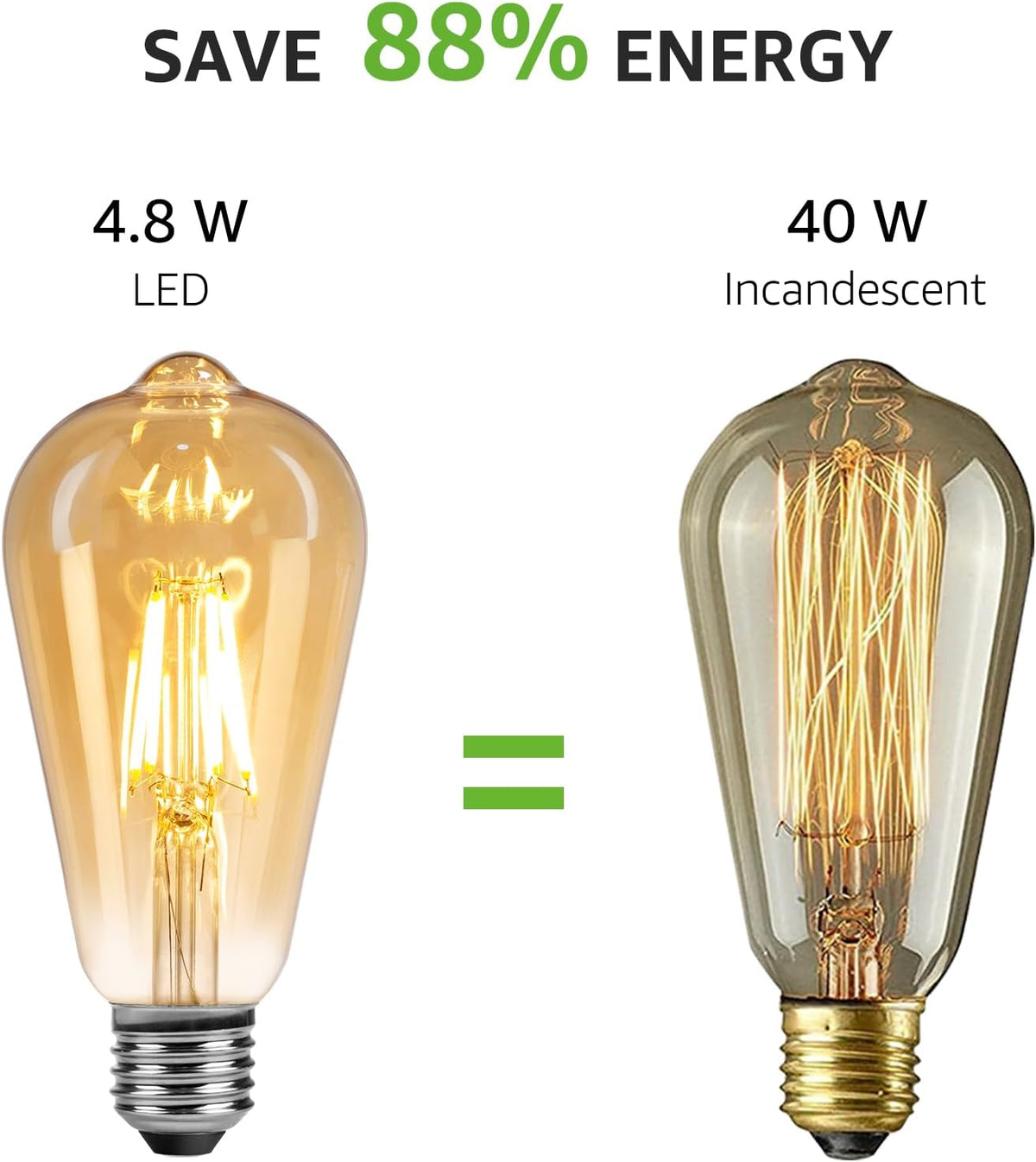 Lepro E27 LED Vintage Glühbirne, 4.8Watt 470 Lumen Birne, Ersetzt 40W ST64 Retro Lampe, 2500Kelvin Warmweiß E27 Retro Beleuchtung, 360° Led Filament, 6er Stück