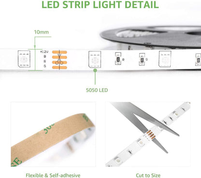 Lepro LED Strip 10M(2x5M) RGB Set, 5050 SMD 300 LEDs Streifen, 12V, LED Band Selbstklebend, Flexibel LED Lichtband, LED Lichterkette IP20, LED Leiste Kette Dimmbar, Netzteil und Controller enthalten