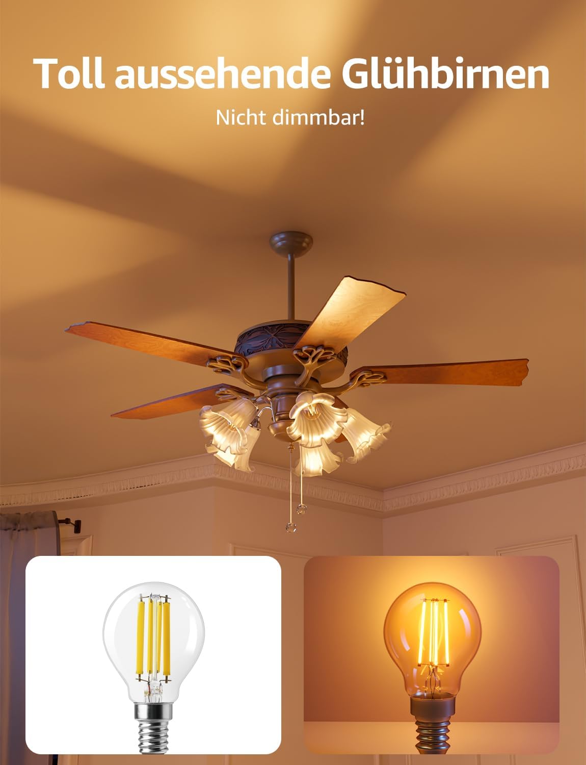Lepro Energieklasse A E14 LED warmweiss Lampe 2.2W 470 Lumen P45 2700K Warmweiß LED Glühbirne,entspricht 40W Glühlampe,300° Abstrahlwinkel Nicht Dimmbar Energiesparlampe, 2er-Pack