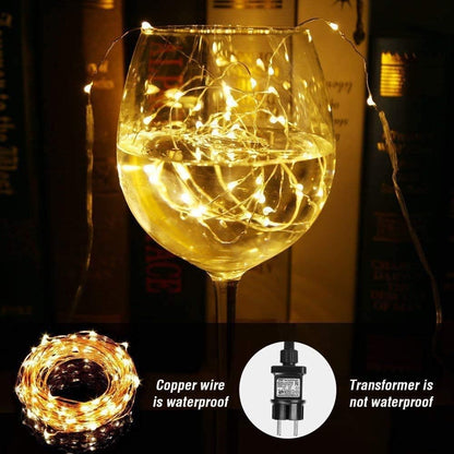 LE 20M LED Lichterkette Draht aus Kupferdraht, 200 LEDs, Wasserdicht IP65, Strombetrieben mit Stecker, Ideale Weihnachtsbeleuchtung für Außen, Innen, Zimmer, Party, Hochzeit Deko usw. Warmweiß