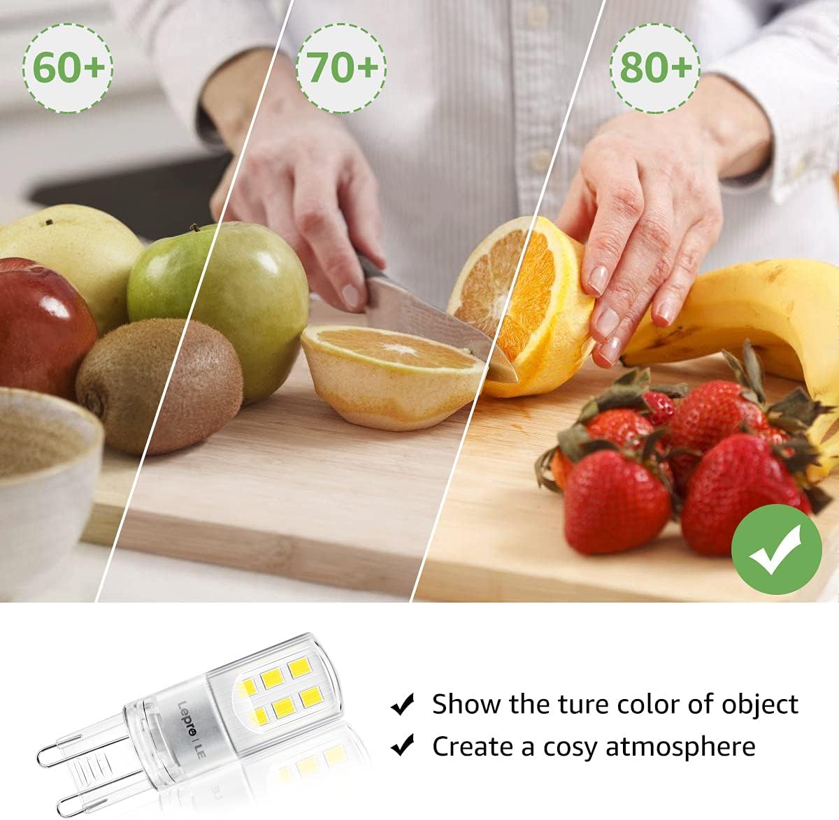 Lepro 2.6W G9 LED Lampe 320 Lumen, Kein Flackern, 6000k kaltweiß G9 LED Leuchtmittel Ersatz 30W G9 Halogenlampe, 300° Abstrahlwinkel, nicht dimmbar 5er Pack