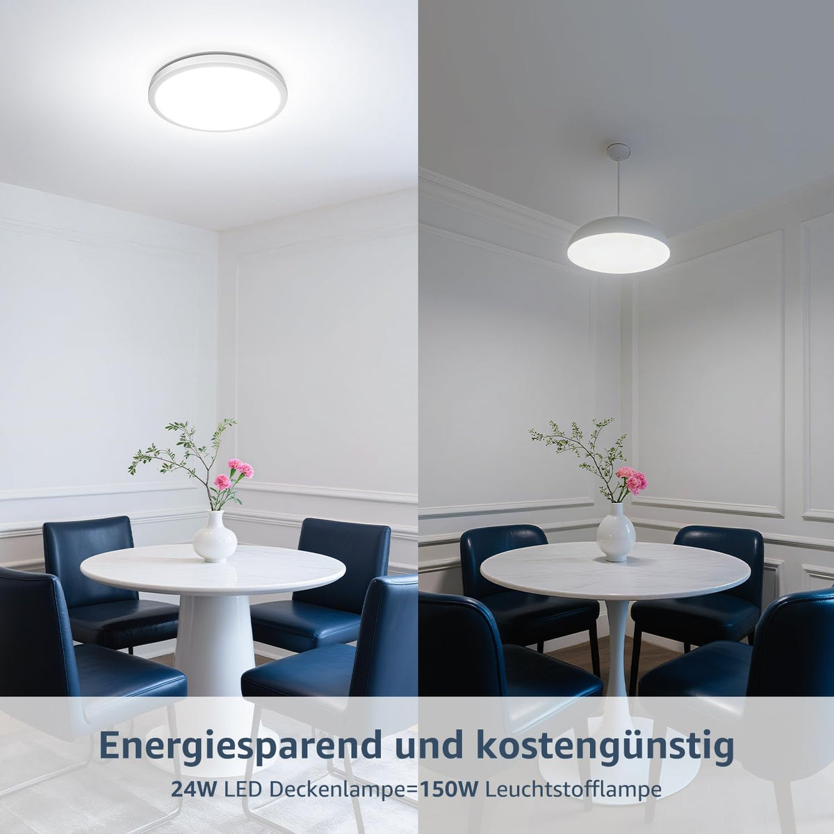 Lepro Deckenlampe 24W, IP44 Wasserfest Deckenleuchte，5000K 2400LM Badezimmer Lampe, Kaltweiß Deckenleuchte Badezimmer, ideal Badezimmerlampe Decke für Bad Schlafzimmer Wohnzimmer, Ø29.3cm, 2 Stücke