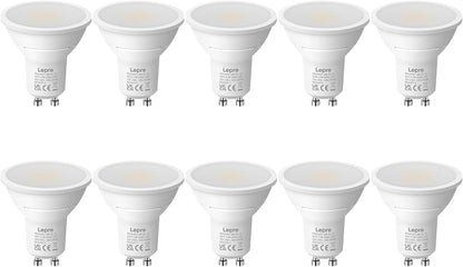 Lepro GU10 LED Kaltwei? Lampe 4.5W, 6500K, 345 Lumen, Ersetzt 50W Lampen, Nicht Dimmbar, 100¡ã Abstrahlwinkel, LED GU10 Kalweiss Reflektor Leuchtmittel, 10er Pack