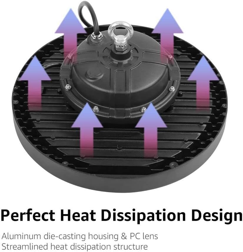 150W UFO LED Hallenstrahler, 140lm/W, IP65 & IK08, 4000K Neutralweiß, Entspricht 400W Halogen, Für Lager, Einzelhandel, Stadien, 5 Jahre Garantie