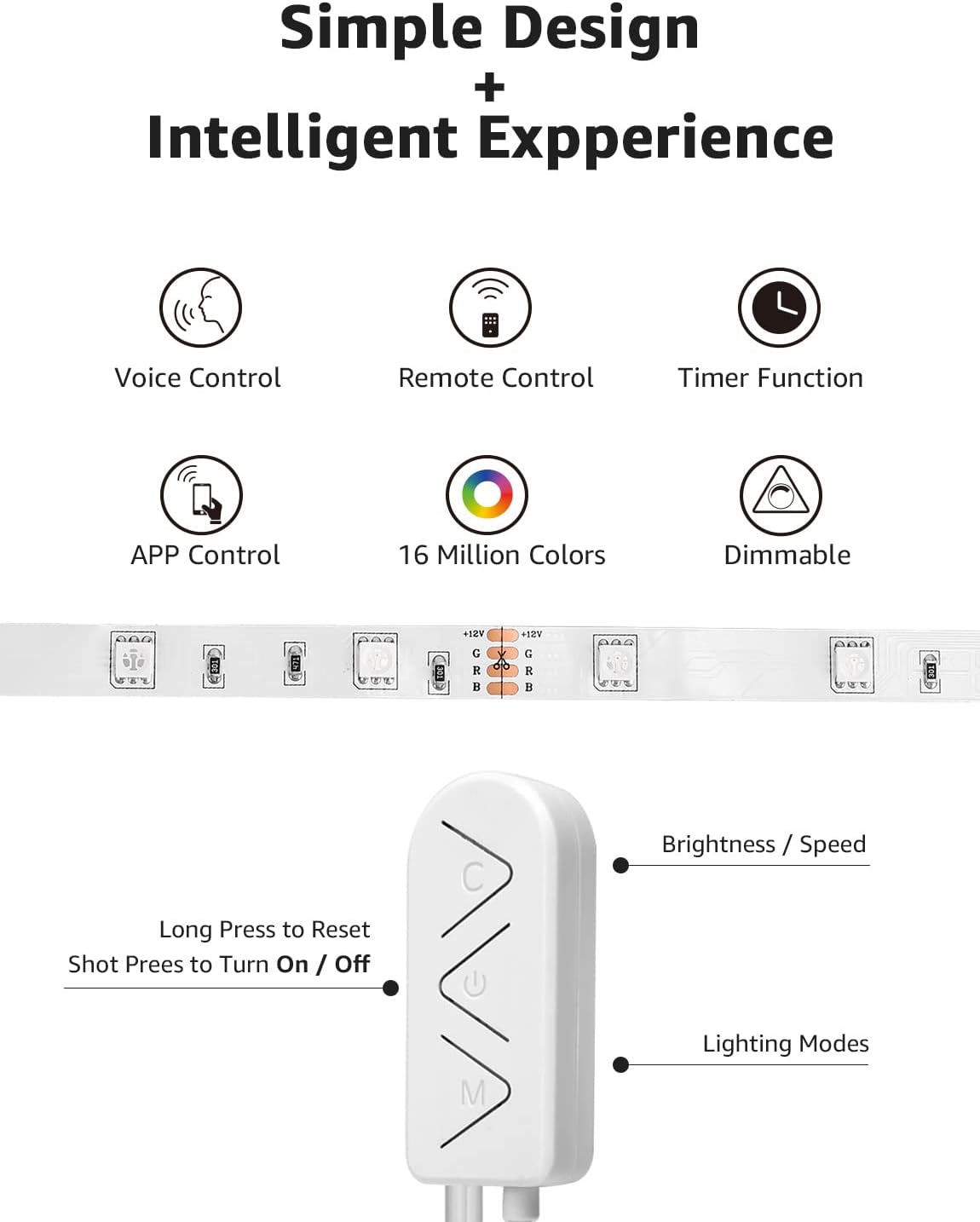 Lepro Smart LED Strip 5M, RGB Dimmbar 150 LEDs, LED Streifen Wifi, Wlan LED Band, Superhell Selbstklebend Lichtband, Lichterkette mit Fernbedienung,[nur 2.4GHz] Kompatibel mit Alexa, Google Home