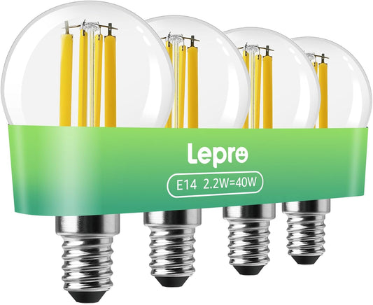 Lepro Energieklasse A E14 LED warmweiss Lampe 2.2W 470 Lumen P45 2700K Warmweiß LED Glühbirne,entspricht 40W Glühlampe,300° Abstrahlwinkel Nicht Dimmbar Energiesparlampe, 4er-Pack