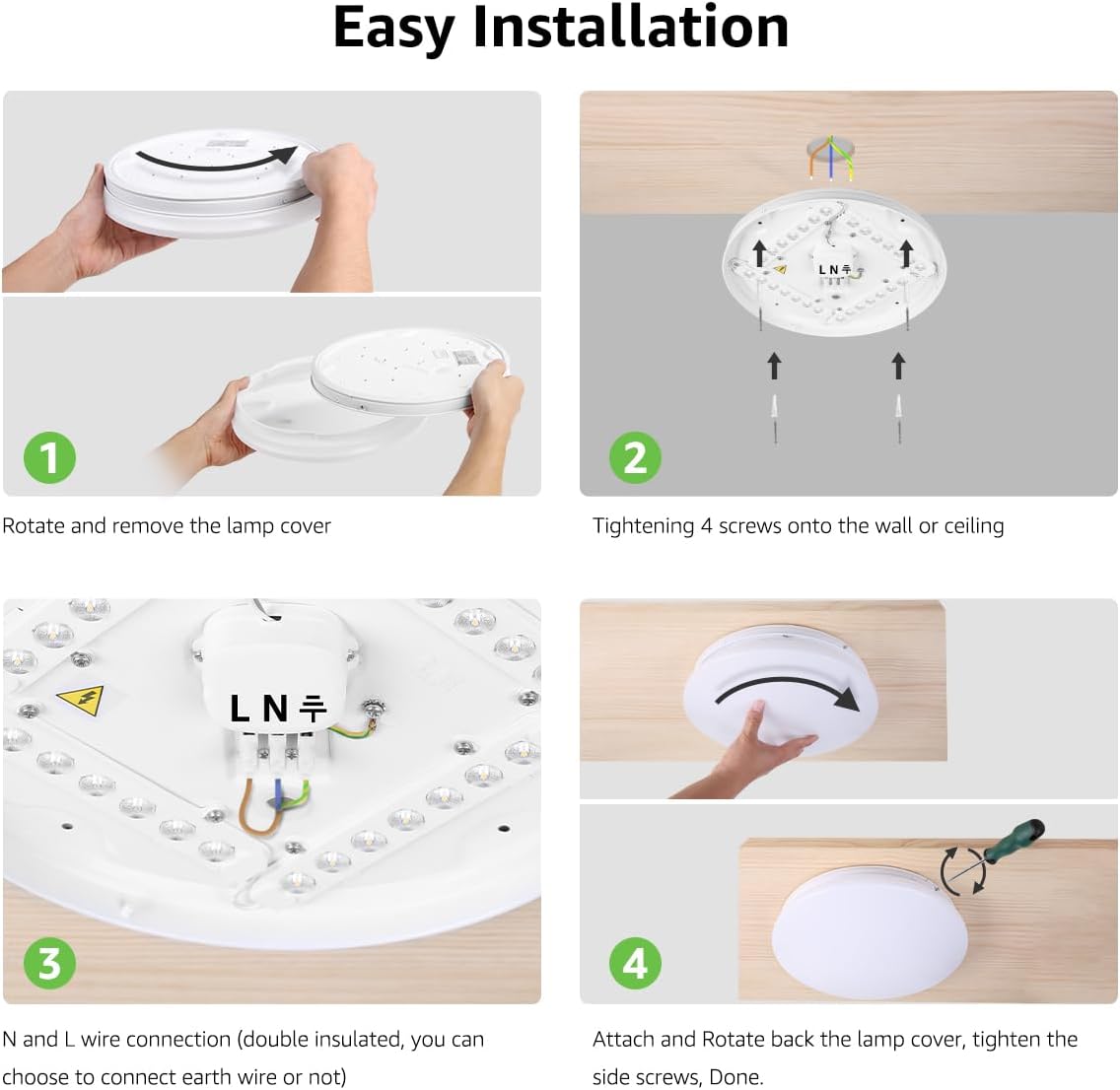 Lepro Deckenlampe 22W, LED Deckenleuchte Bad 1500LM Ø30cm 5000K für Badezimmer Flur Küche Wohnzimmer Schlafzimmer Balkon Licht, Kaltweiß Badezimmerlampe, LED Panel Flach, Rund Lampe, IP20 Badlampe