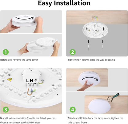 Lepro Deckenlampe 22W, LED Deckenleuchte Bad 1500LM Ø30cm 5000K für Badezimmer Flur Küche Wohnzimmer Schlafzimmer Balkon Licht, Kaltweiß Badezimmerlampe, LED Panel Flach, Rund Lampe, IP20 Badlampe