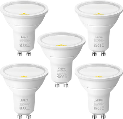 Lepro Energieklasse A GU10 LED Kaltwei? 3.3W Lampe, 590 lm, 6500K Tageslichtwei?, Nicht Dimmbar, Energiesparendes GU 10 LED Spot, 100¡ã Abstrahlwinkel f¨¹r B¨¹ro, Keller, Garage, Flur, 5 St¨¹ck