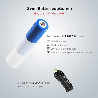 Lepro LED Taschenlampe, LE2050 Extrem Hell, mit Clip, Zoombare Handlampe mit 5 Modi, Wasserdichte Flashlight für Camping, Outdoor, Wandern, Angeln, Geschenk, 2 Stück