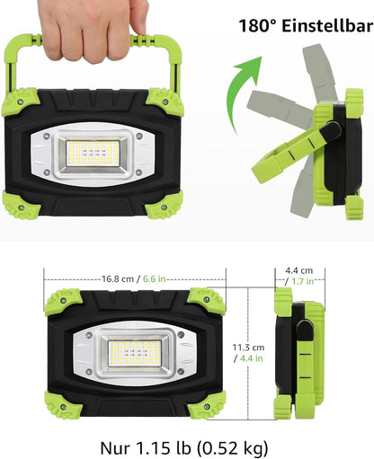 Lepro LED Campinglampe, Tragbares Arbeitsleuchte mit Wiederaufladbarem Integriertem Akku, Camping Lampe 2000 Lumen 20w, Campingleuchte 5 Beleuchtungsmodi, 5200 mAh Powerbank, für den Notfall, Angeln, bei Stromausfälle und mehr