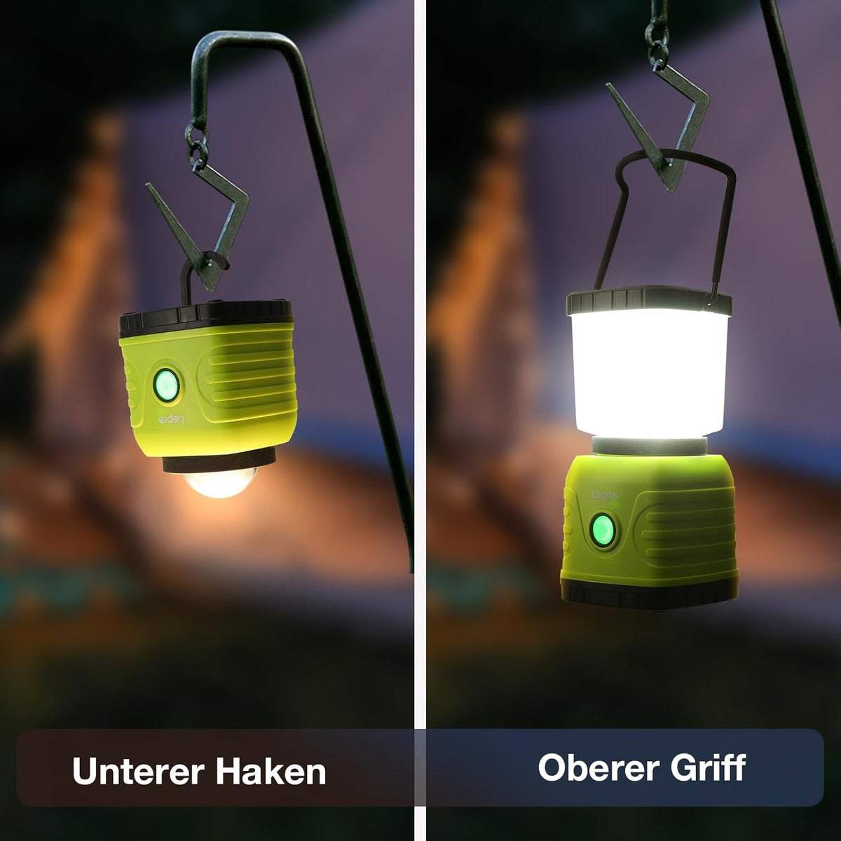 Lepro 1300 lm LED Campinglampe wiederaufladbar, 4 Leuchtmodi 3600 mAh Powerbank IPX4 wasserdicht, Camping Laterne für Hurrikan-Notfälle, Wandern, Zuhause und mehr, USB-Kabel im Lieferumfang enthalten