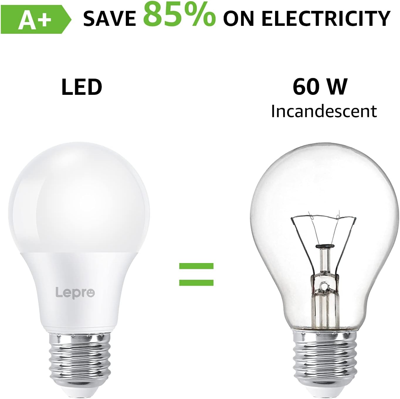 Lepro E27 LED Warmweiss Gl¨¹hbirne, 7.5 Watt ersetzt 60W Halogenlampe, 750 Lumen Birne, A60 LED Lampe, 2700 Kelvin Warmwei?, 200¡ã Abstrahlwinkel Energiesparlampe, 6 St¨¹ck