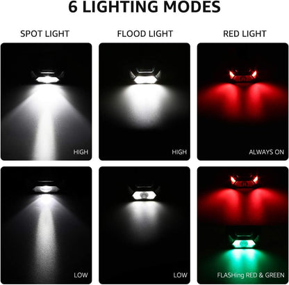 Lepro Stirnlampe, 1300 Lux LED XPG Kopflampe mit 6 Lichtmodi Scheinwerfer und Rotlicht, IPX4 spritzwassergeschütztes Gehäuse, Batteriebetrieben Stirnlampen C500, Ideal für Camping Joggen