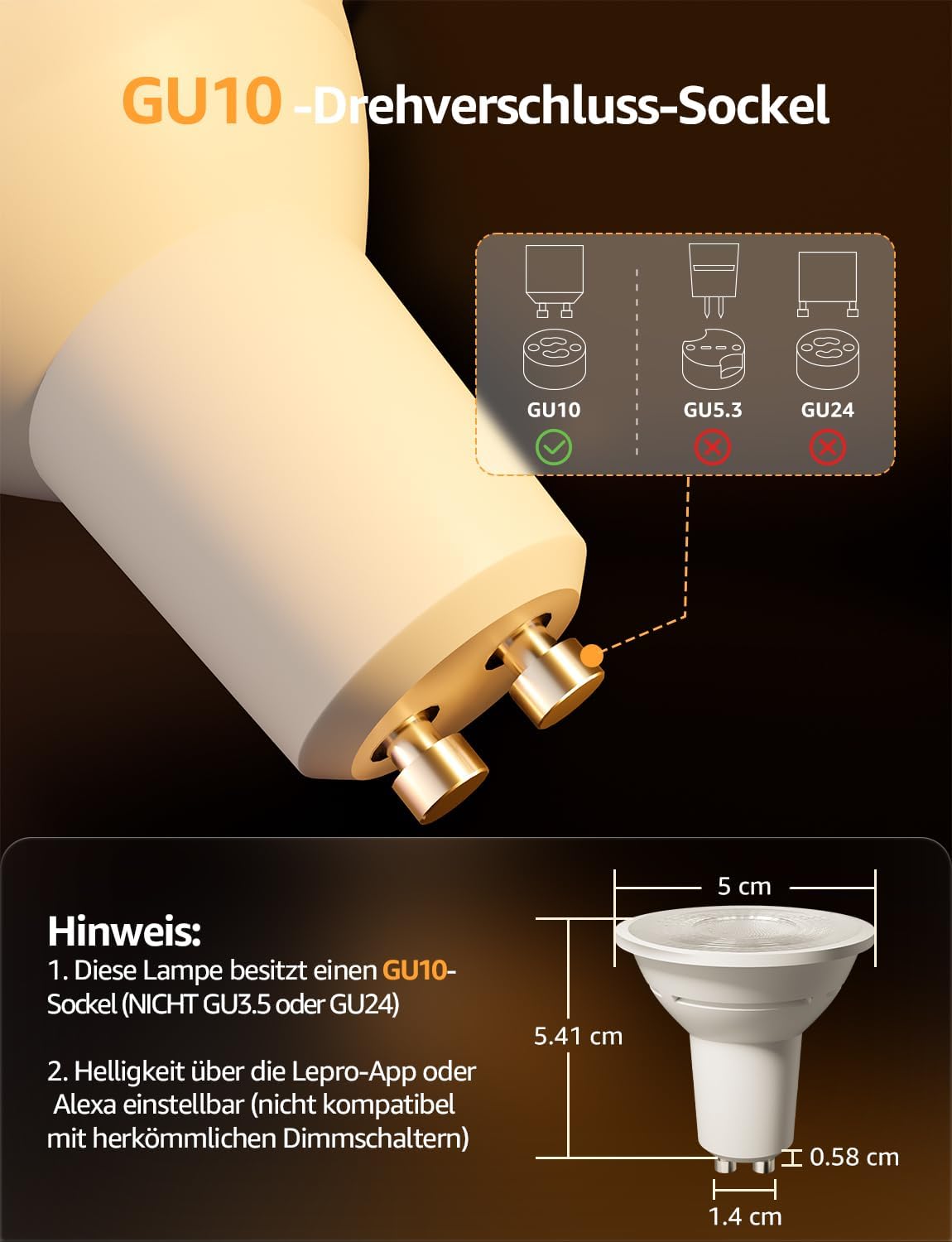Lepro BG1 Smarte AI GU10 LED Lampe - RGBCW Farbwechsel & Dimmbar, Musik-Sync, Sprachsteuerung WLAN Alexa Gl¨¹hbirne, Kompatibel mit Alexa & Google Assistant, 4er Pack