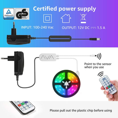 Lepro LED Strip 5M, LED Streifen Lichterkette MagicColor Musik mit Fernbedienung, Band Lichter, RGB Dimmbar Lichtleiste Light, Lichtband Leiste, Kette Bunt für Party Weihnachten Deko